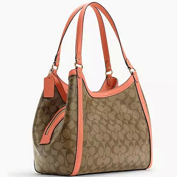 BRAND NEW~Spacious COACH Signature Canvas "KRISTY" 3 Section Shoulder/Satchel - Picture 5 of 16